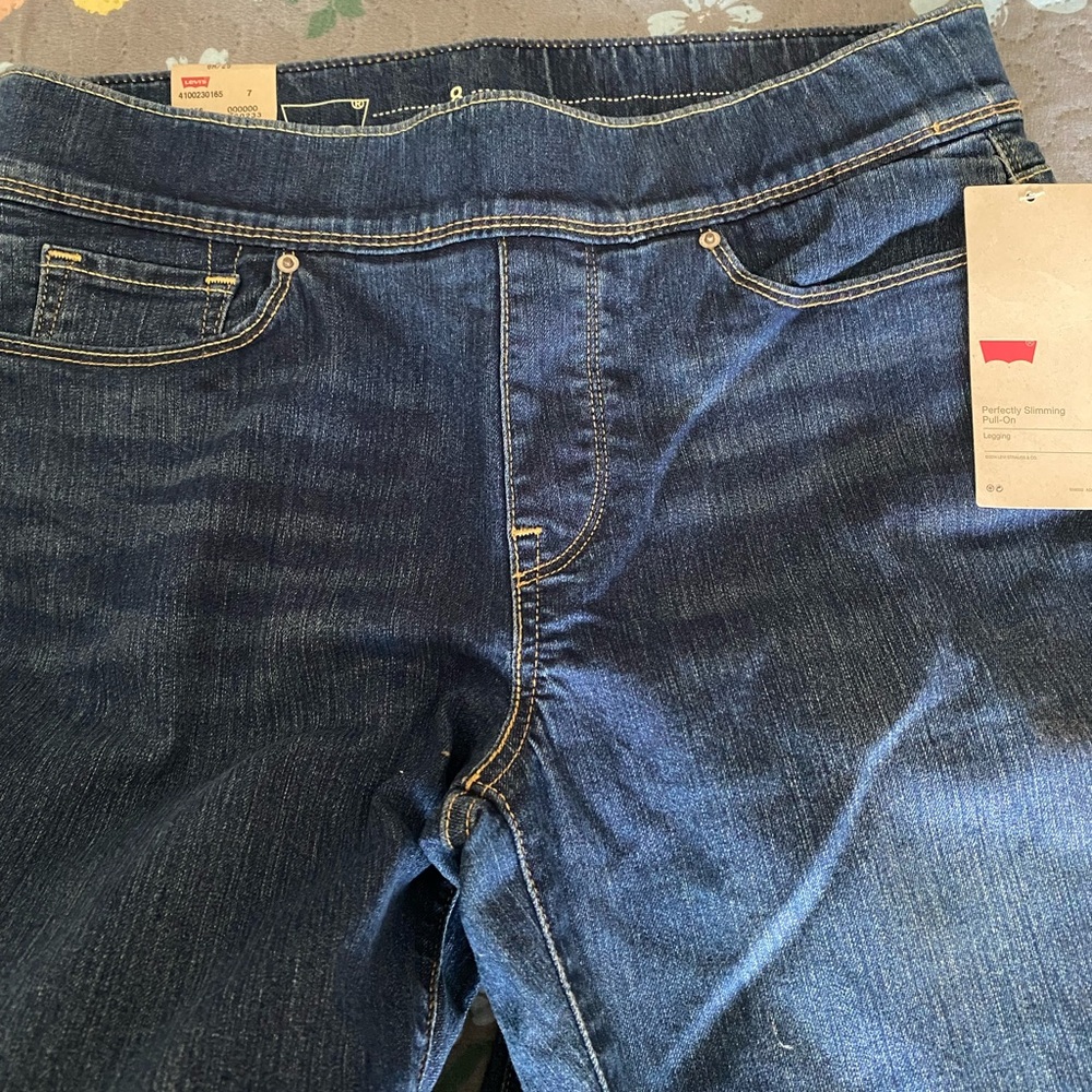 Levi's Blue Jeggings with Elastic Waistband and Classic Denim Texture.